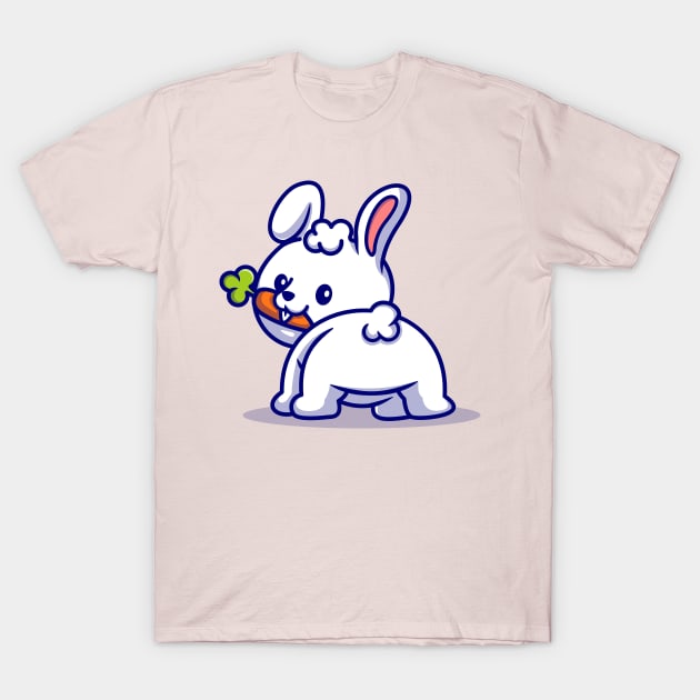 Cute Baby Rabbit Eating Carrot Cartoon T-Shirt by Catalyst Labs